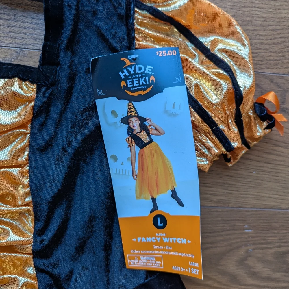 Hyde & Eek! Kid Fancy Witch Costume Size L 3+ Dress & Hat